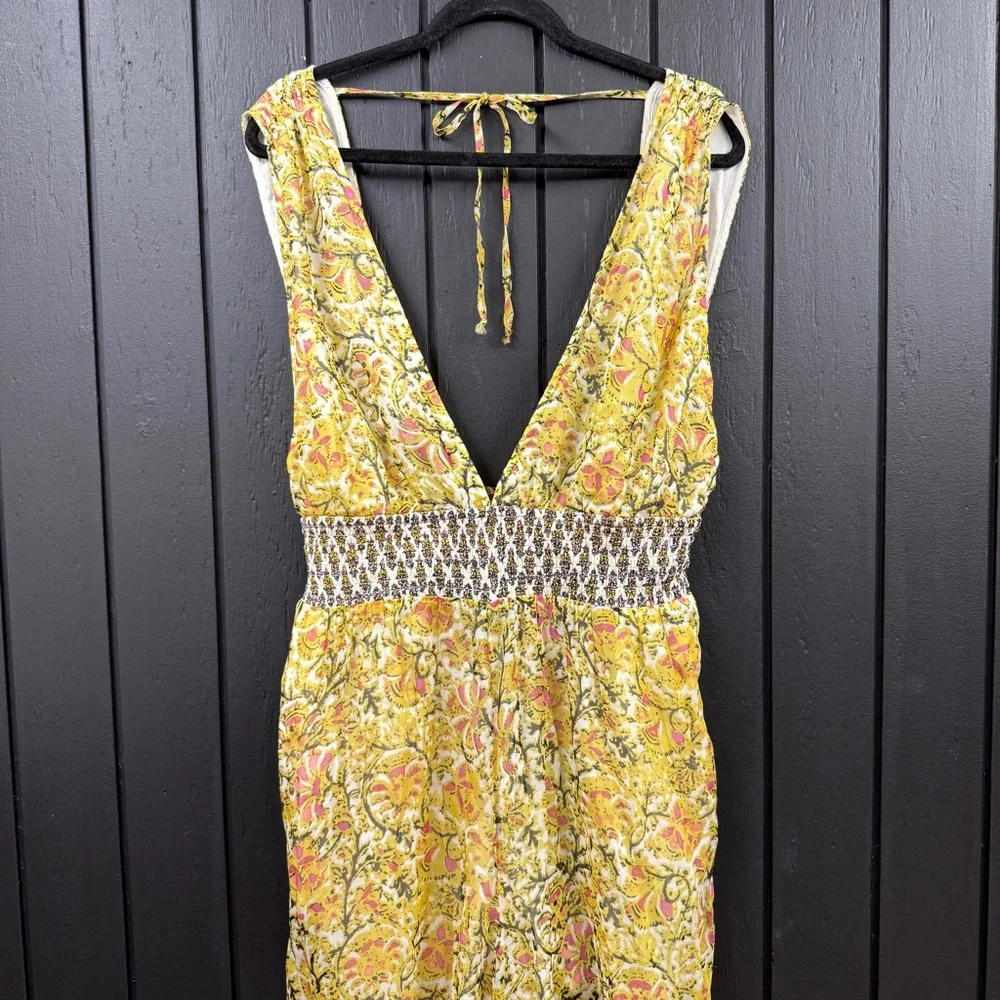 Free People Maria’s Floral Yellow Jumpsuit Medium